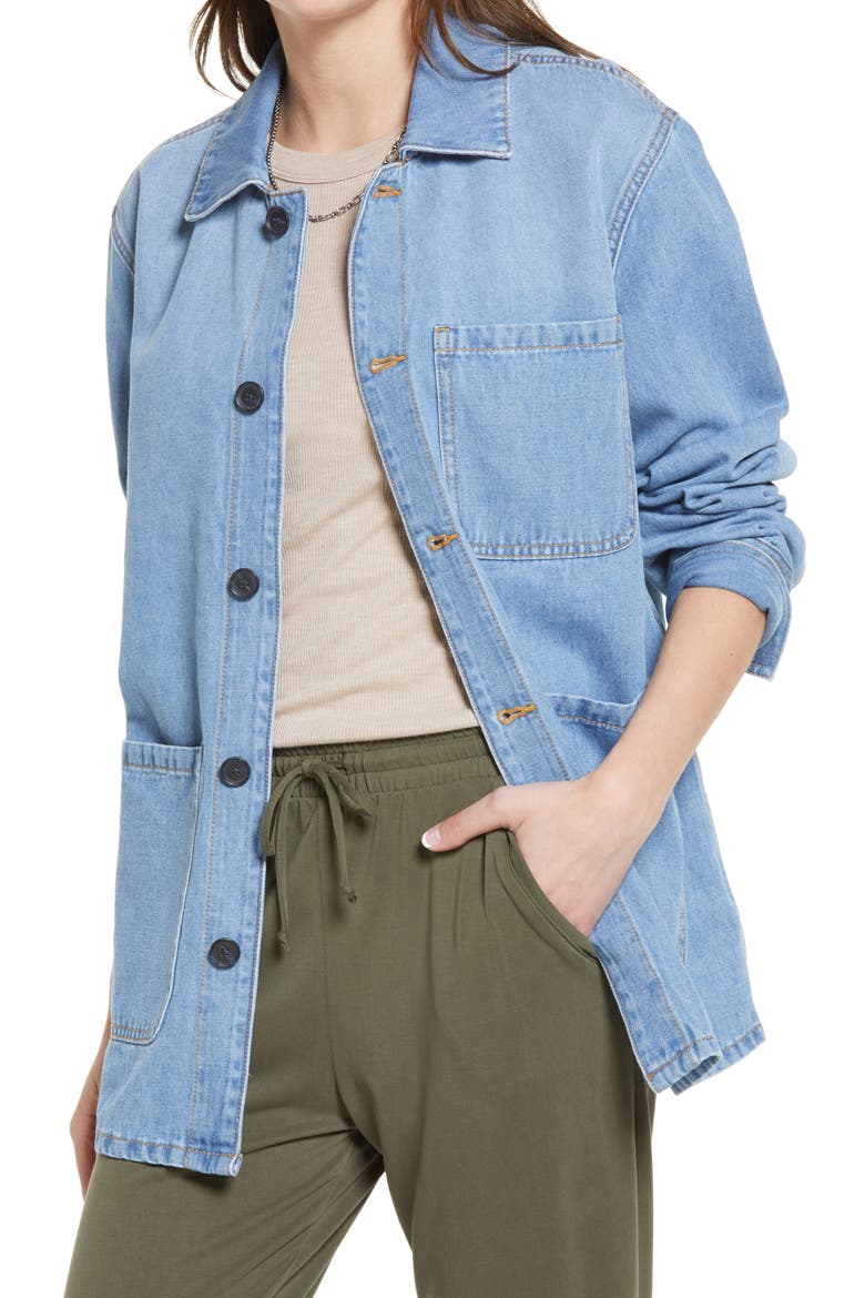 Denim Chore Jacket, Main, color, BLUE MID BRIGHT WASH