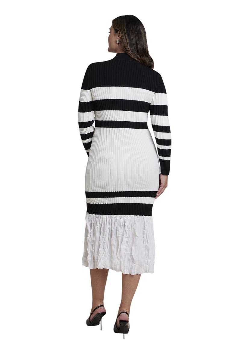 Striped Trumpet Sweater Maxi Dress (plus), Alternate, color, CREAM AND BLACK STRIPE