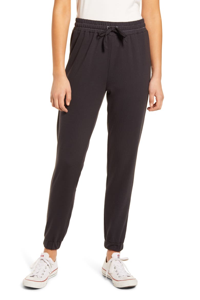 Cotton Blend Jogger Pants, Main, color, BLACK