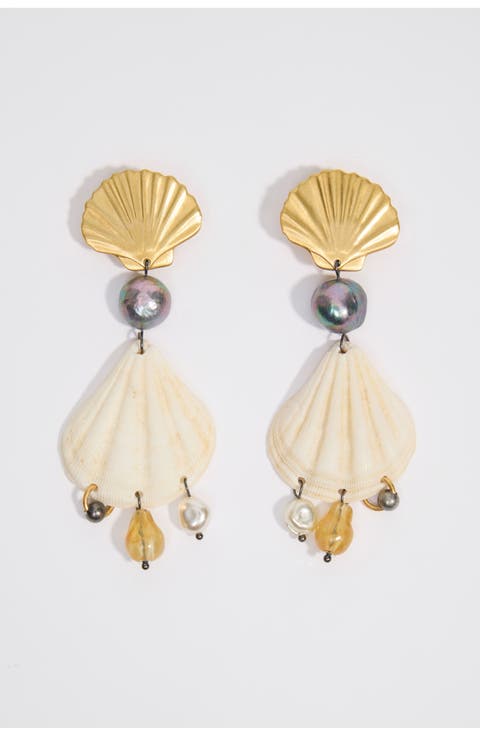 Metal And Seashell Earrings