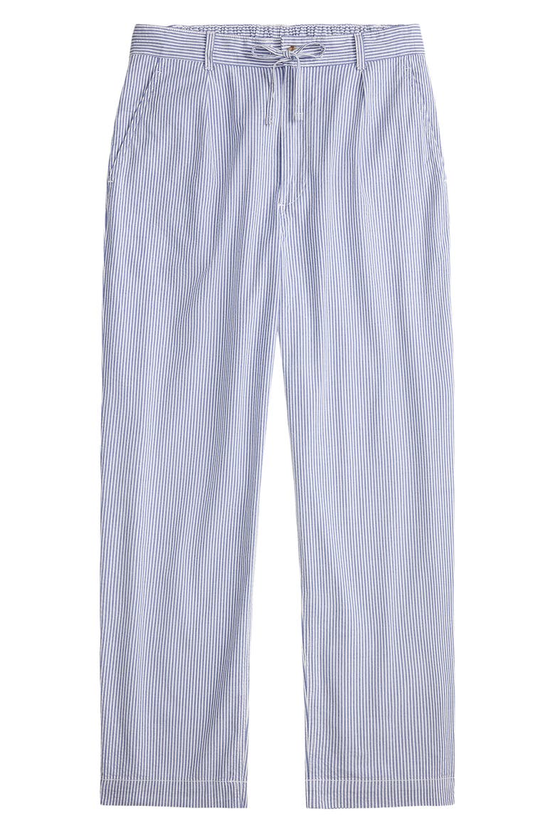Prepster Relaxed Fit Easy Pleated Stretch Cotton Pants, Alternate, color, BLUE AND WHITE SEERSUCKER