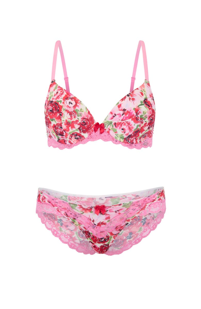 Adore Me Kati Contour Demi Bra, Alternate, color, Floral Pink