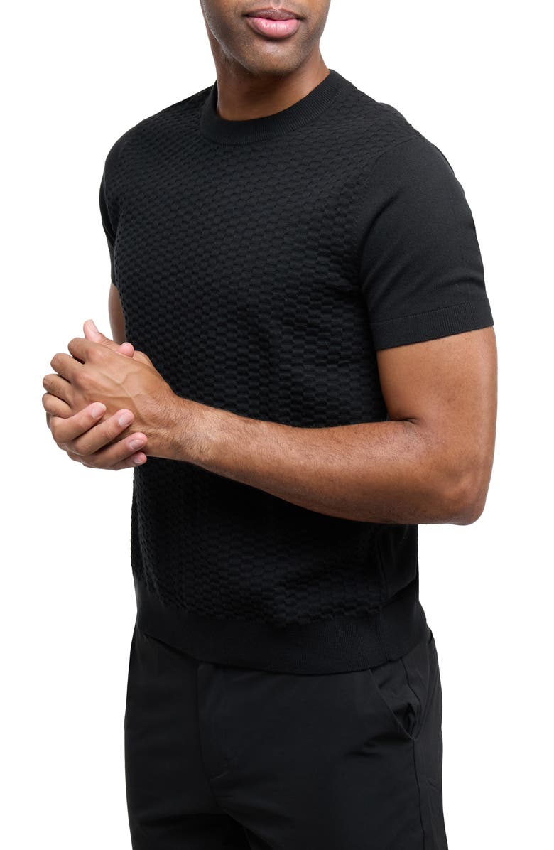 XRAY Check Short Sleeve Sweater, Alternate, color, Black
