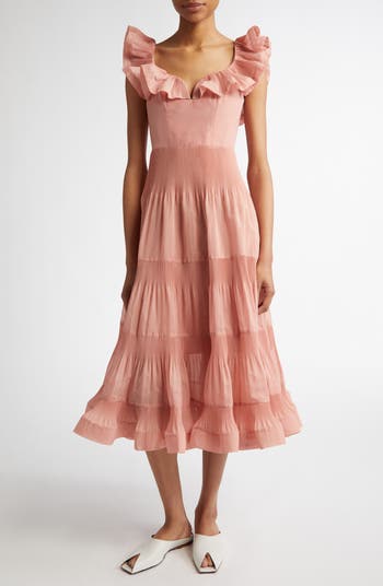 【Zimmermann】PLEATED FRILL MIDI DRESS プリーツ フリルミディ Zimmermann Pleated Frill Midi Dress | Nordstrom