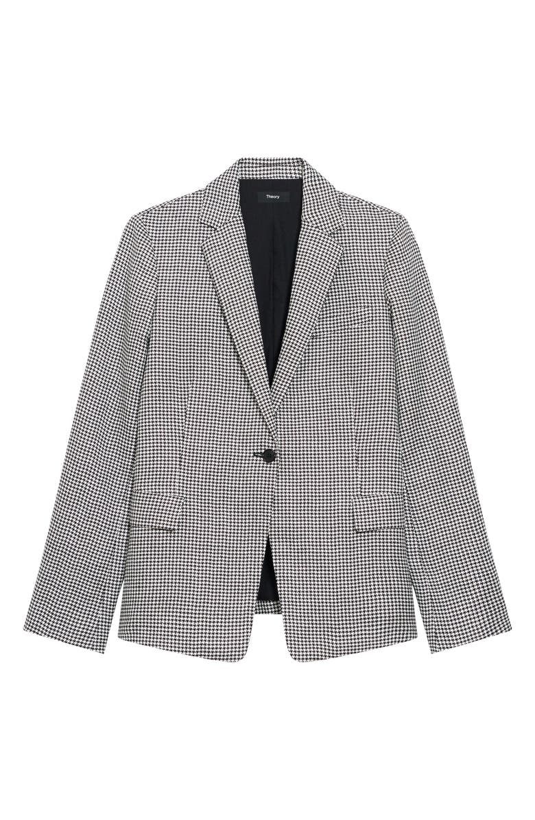 Theory B.Mel Houndstooth Check Slim Fit Linen Blend Blazer, Alternate, color, Black/ White Multi
