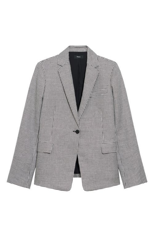 Theory B.mel Houndstooth Check Slim Fit Linen Blend Blazer In Pattern