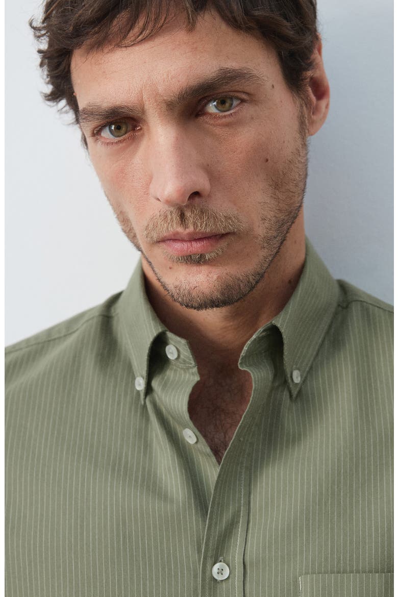 Regular Fit Stripe Button-Down Shirt, Alternate, color, GREEN