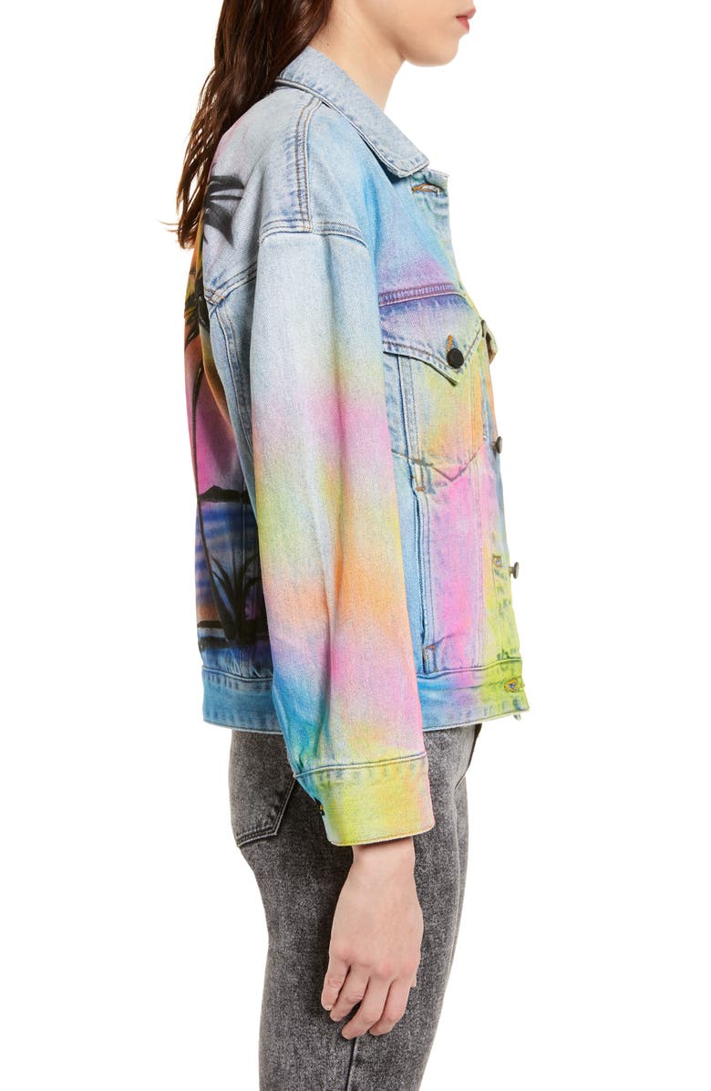 BLANKNYC Airbrushed Denim Trucker Jacket, Alternate, color, 