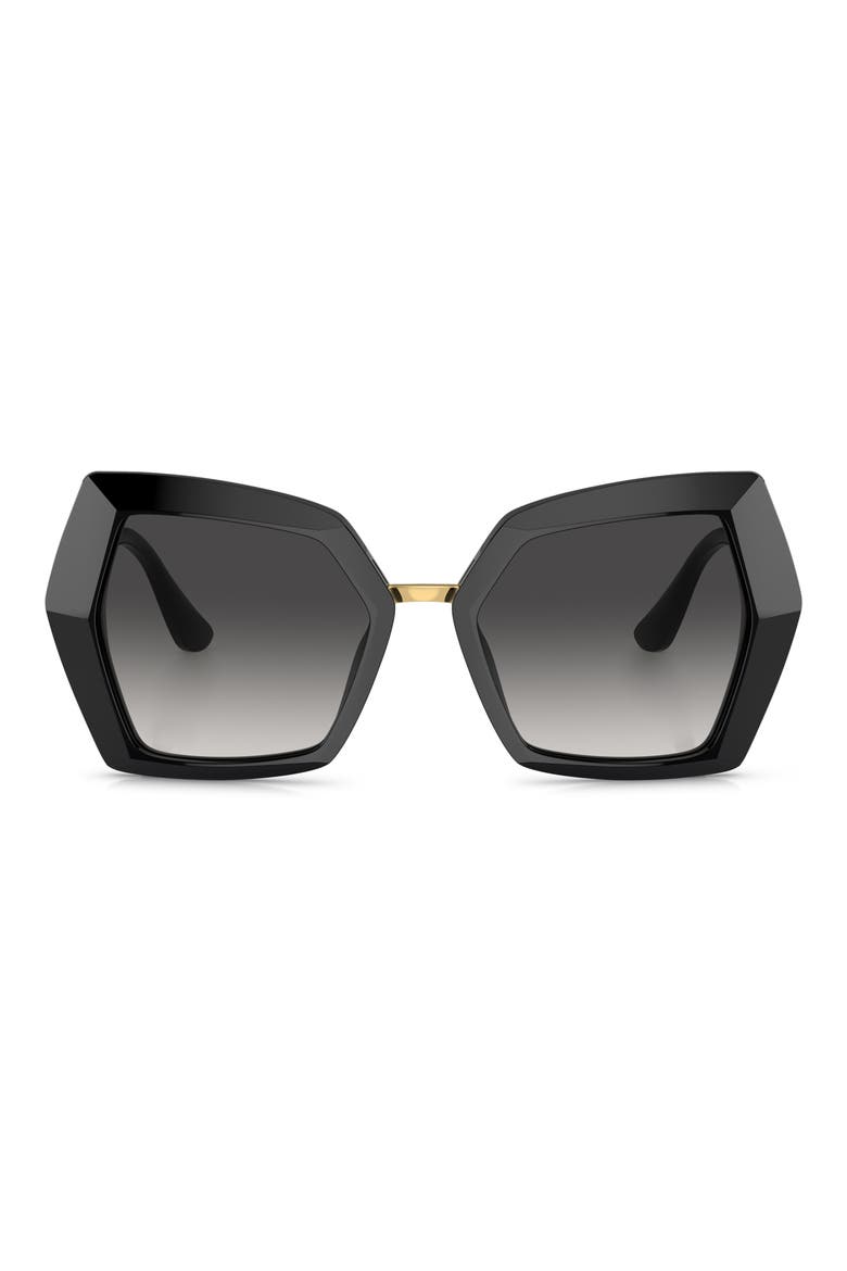 54mm Gradient Butterfly Sunglasses, Main, color, BLACK