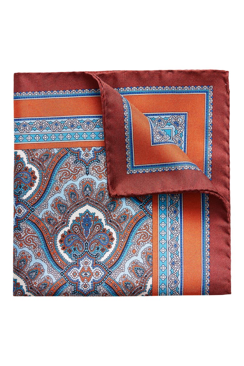 Paisley Silk Pocket Square, Main, color, ORANGE