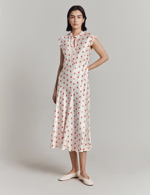 Ghost London Cicely Polka Dot Satin Midi Dress