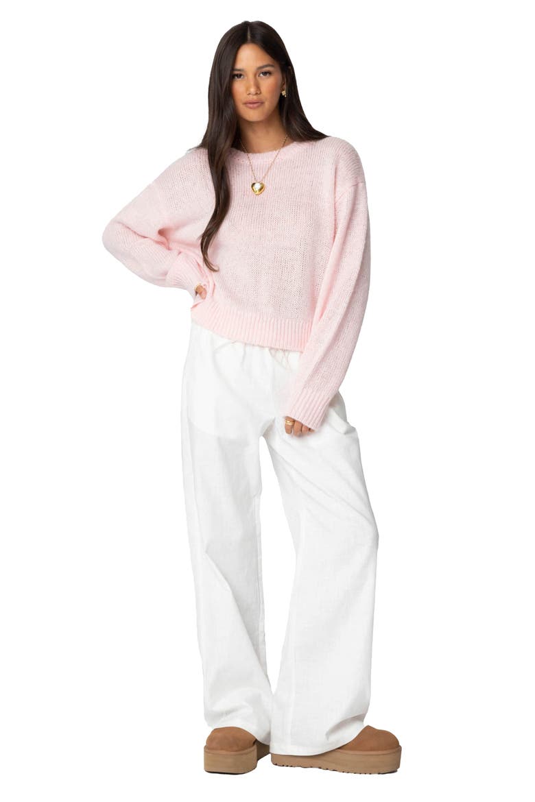 Oversize Crewneck Sweater, Alternate, color, LIGHT-PINK