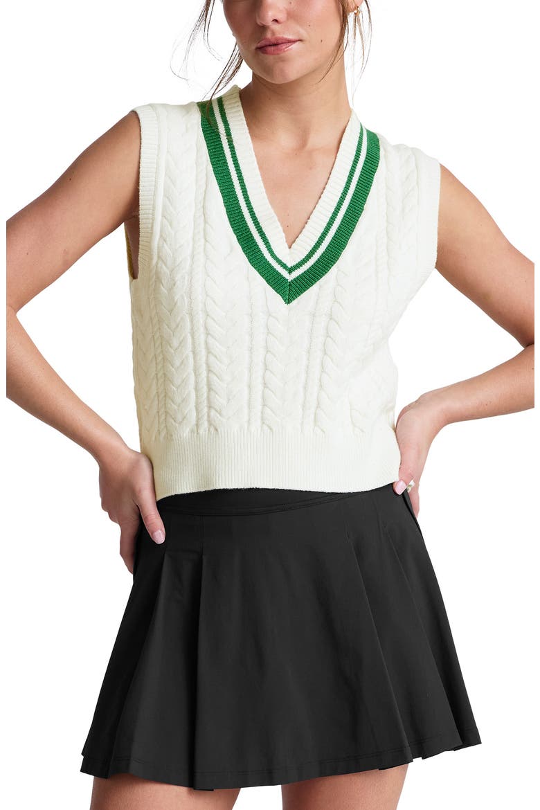 Cable Tipped Sweater Vest, Main, color, CREAM