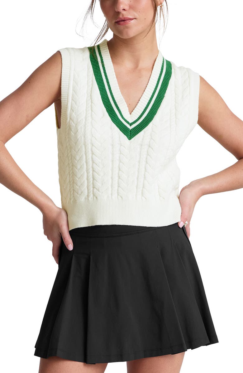 Beyond Yoga Cable Tipped Sweater Vest, Main, color, Cream