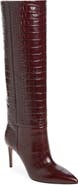 Paris Texas Stiletto Croc Embossed Leather Knee High Boot