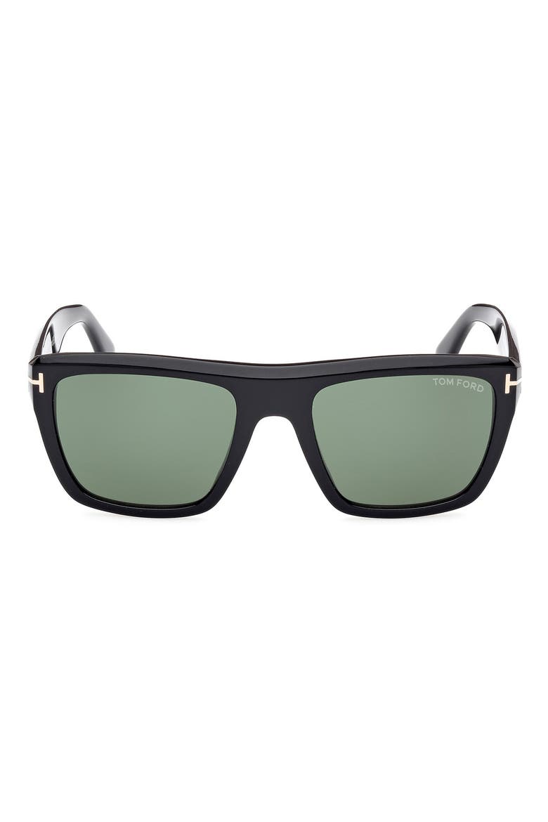 55mm Square Sunglasses, Main, color, SHINY BLACK / GREEN