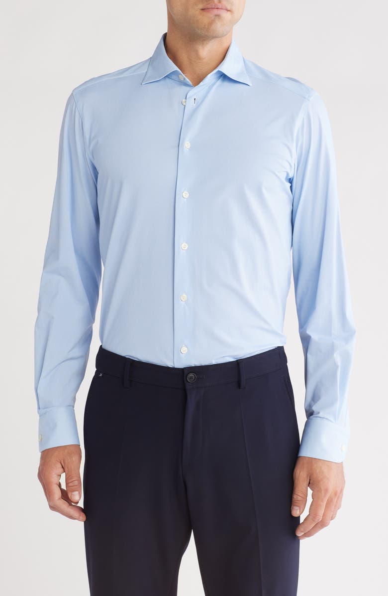 Eton Contemporary Fit Herringbone Stretch Dress Shirt, Main, color, 