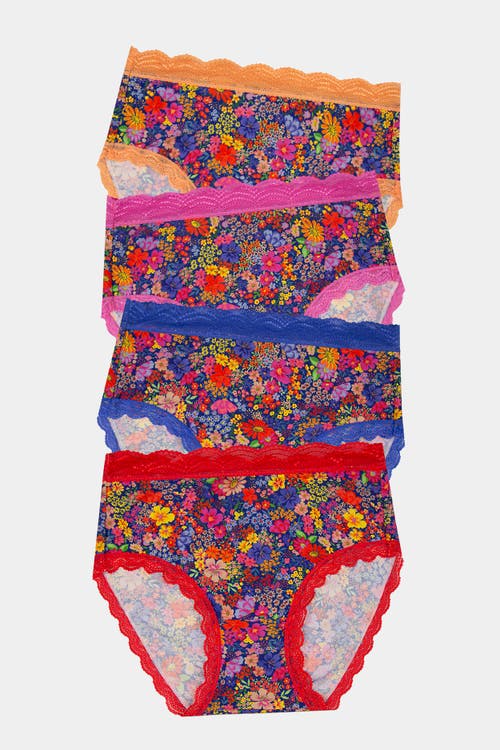 Stripe & Stare High Rise Knicker Four Pack In Full Bloom