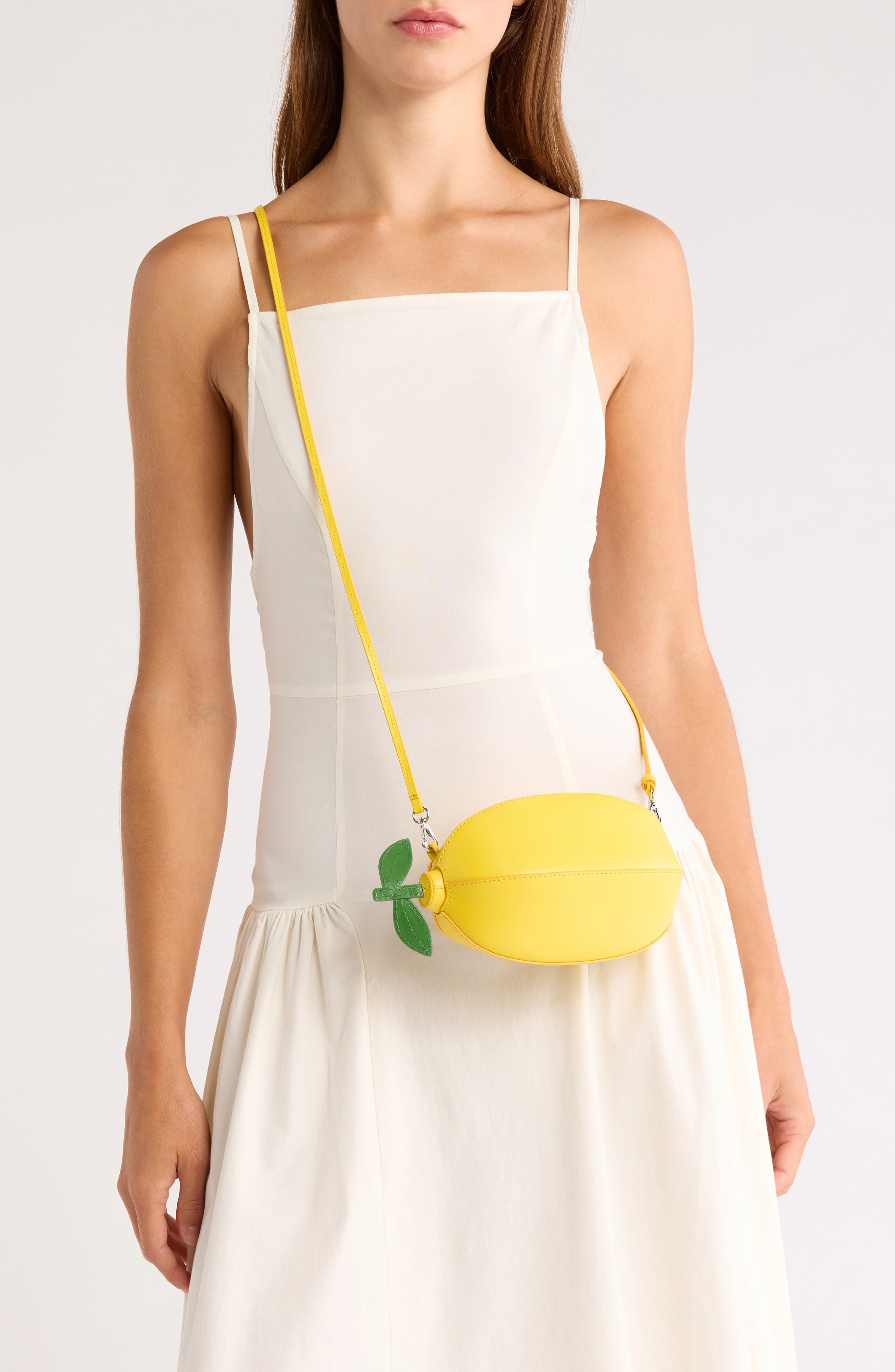 STAUD Limona Leather Shoulder Bag, Alternate, color, Lemon
