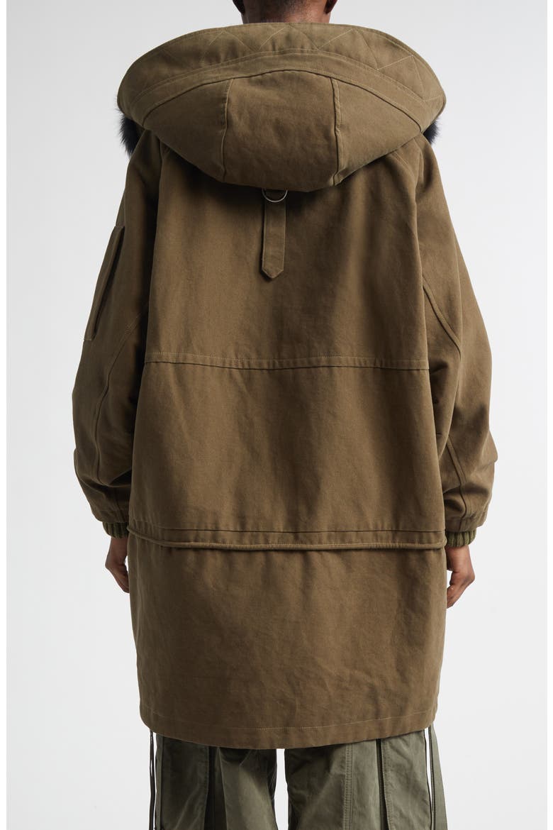 Genuine Shearling Trim Cotton Parka, Alternate, color, VERDE MARCIO