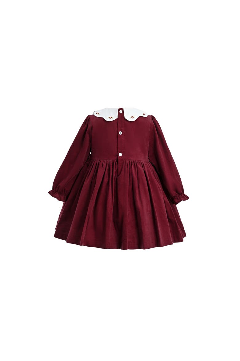 Smocked Holiday Dress, Alternate, color, Burgundy