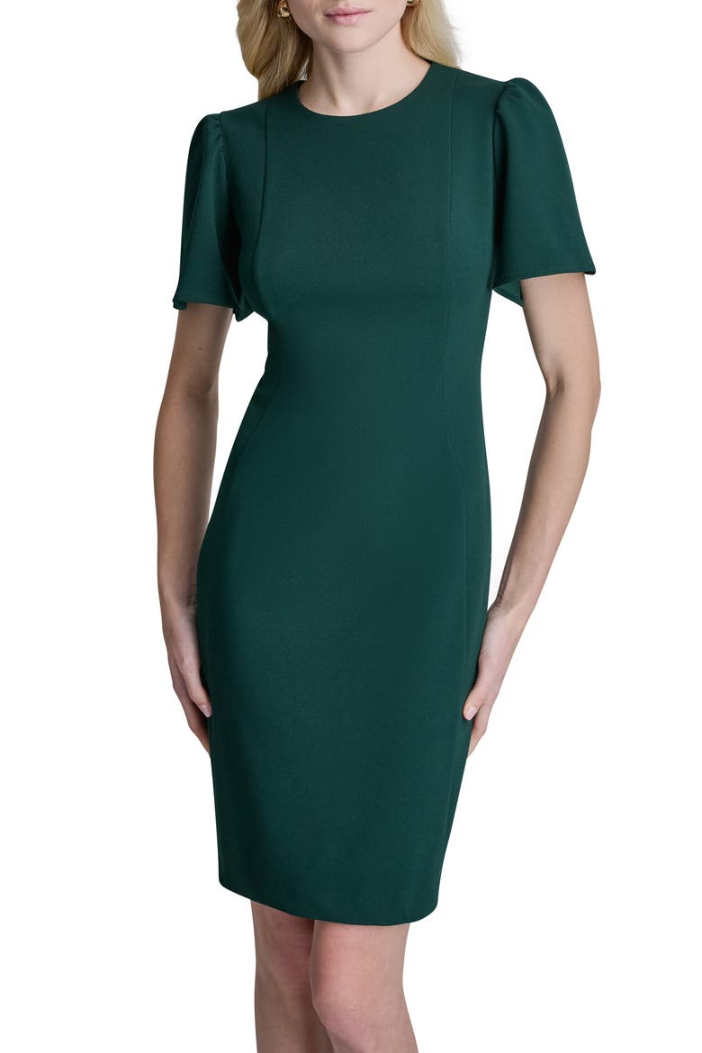 Flutter Sleeve Sheath Dress, Alternate, color, MALACHITE