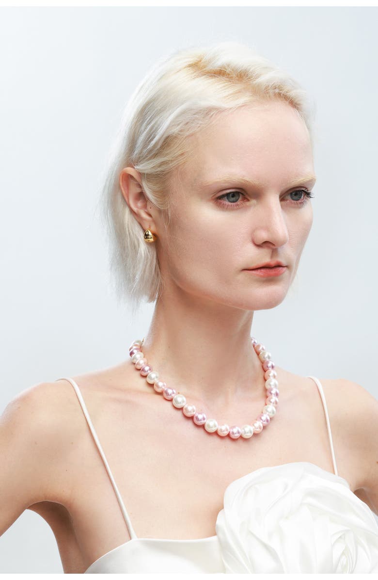 Classicharms Shell Pearl Necklace with Gem-Encrusted Carabiner Lock, Alternate, color, Pink