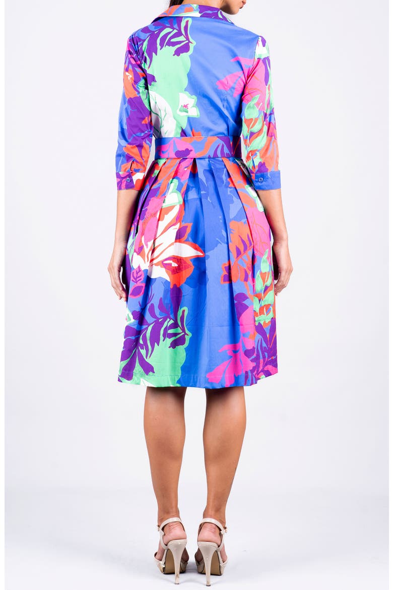 Spanish Garden Pleated Shirtdress, Alternate, color, Sky Blue