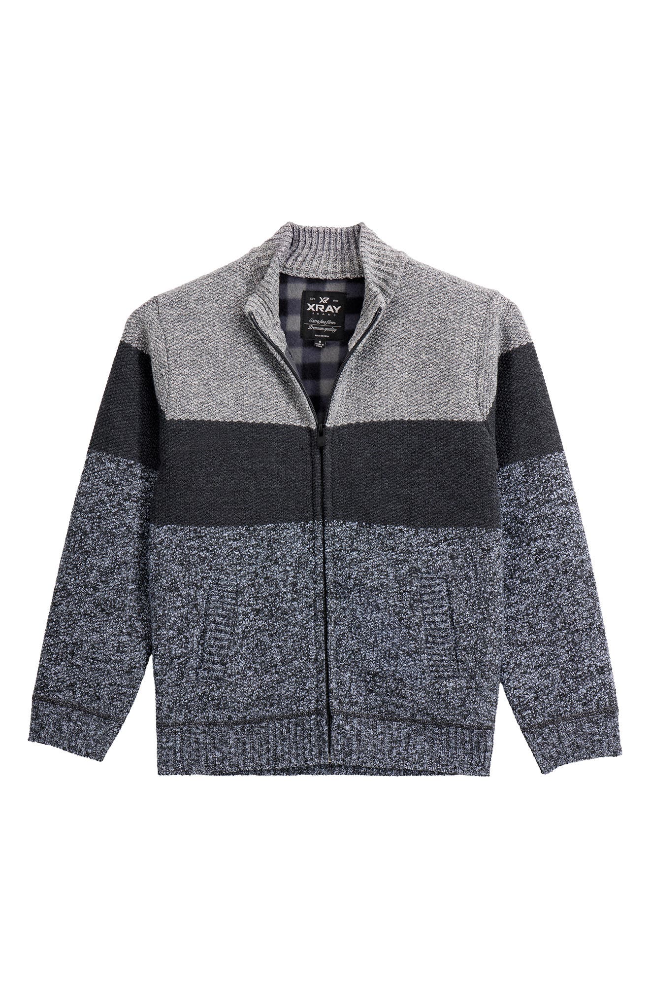 XRAY Kids' Colorblock Full Zip Sweater