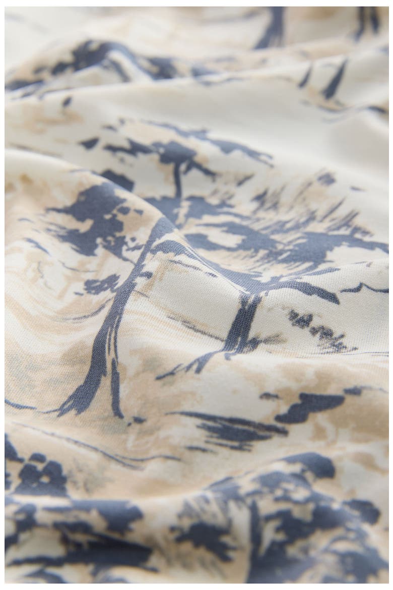 Tree Print Long Sleeve Ruched Detail Blouse, Alternate, color, WHITE
