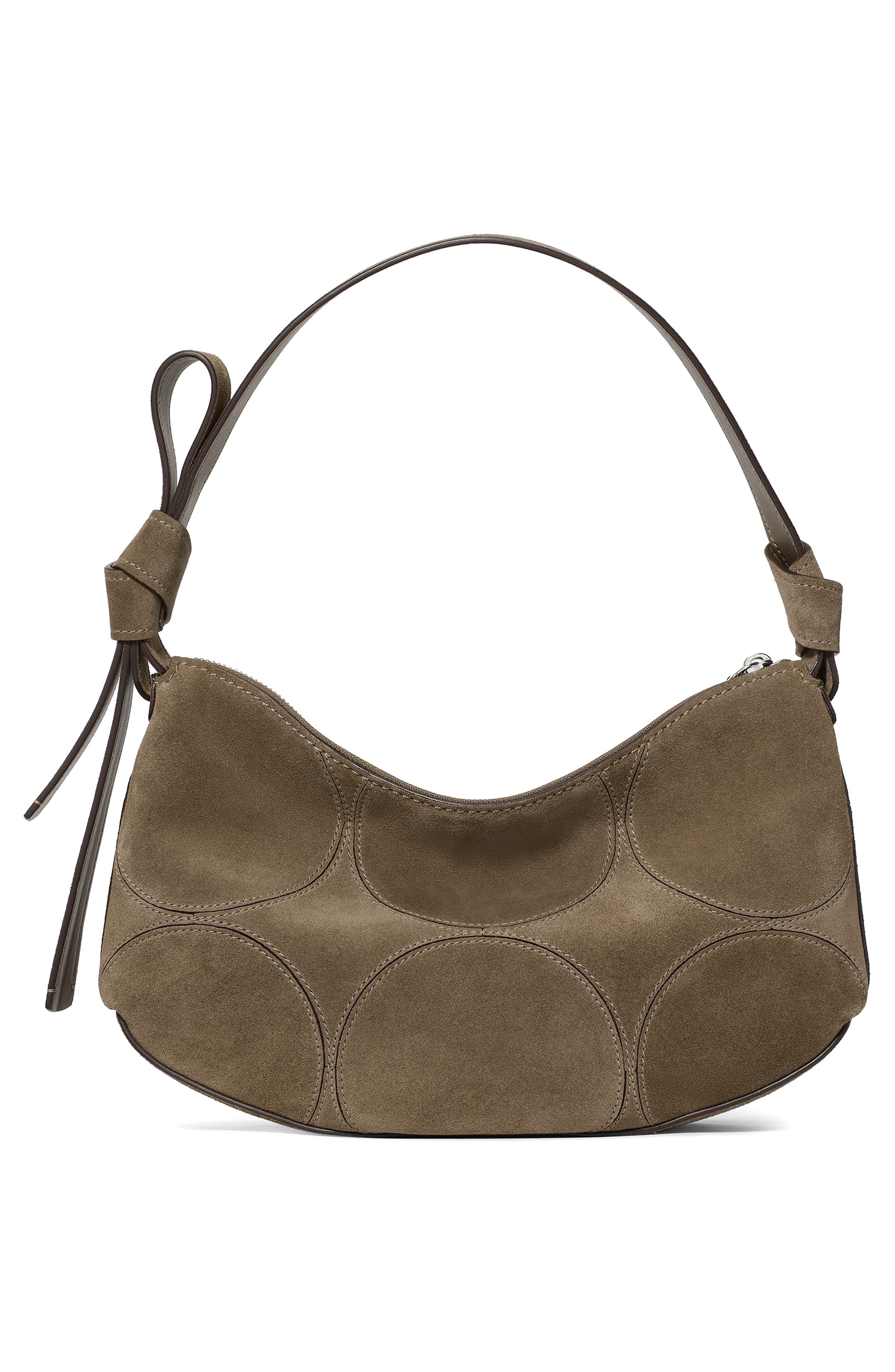 Loop Dot Patchwork Suede Shoulder Bag, Alternate, color, DRIFTWOOD