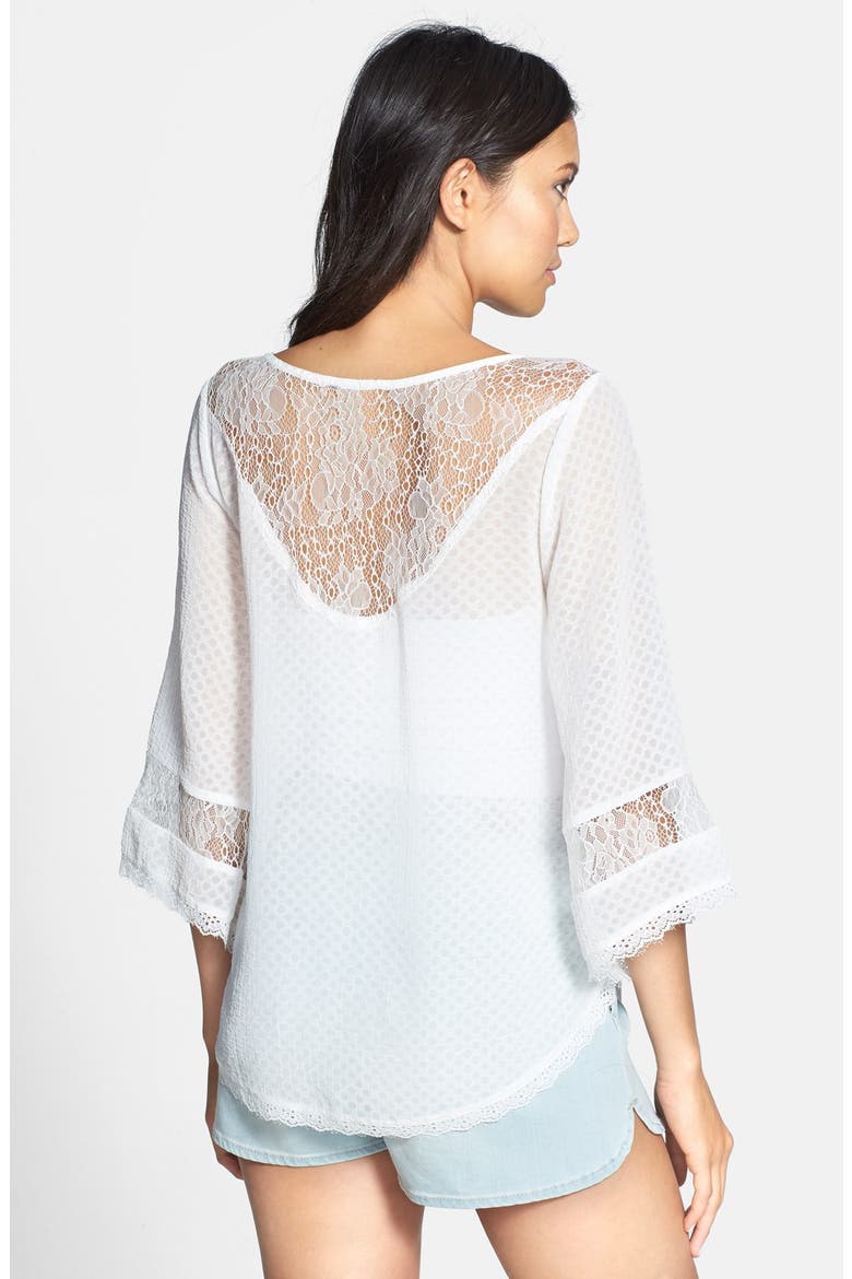 ASTR Lace Inset Textured Top, Alternate, color, WHITE