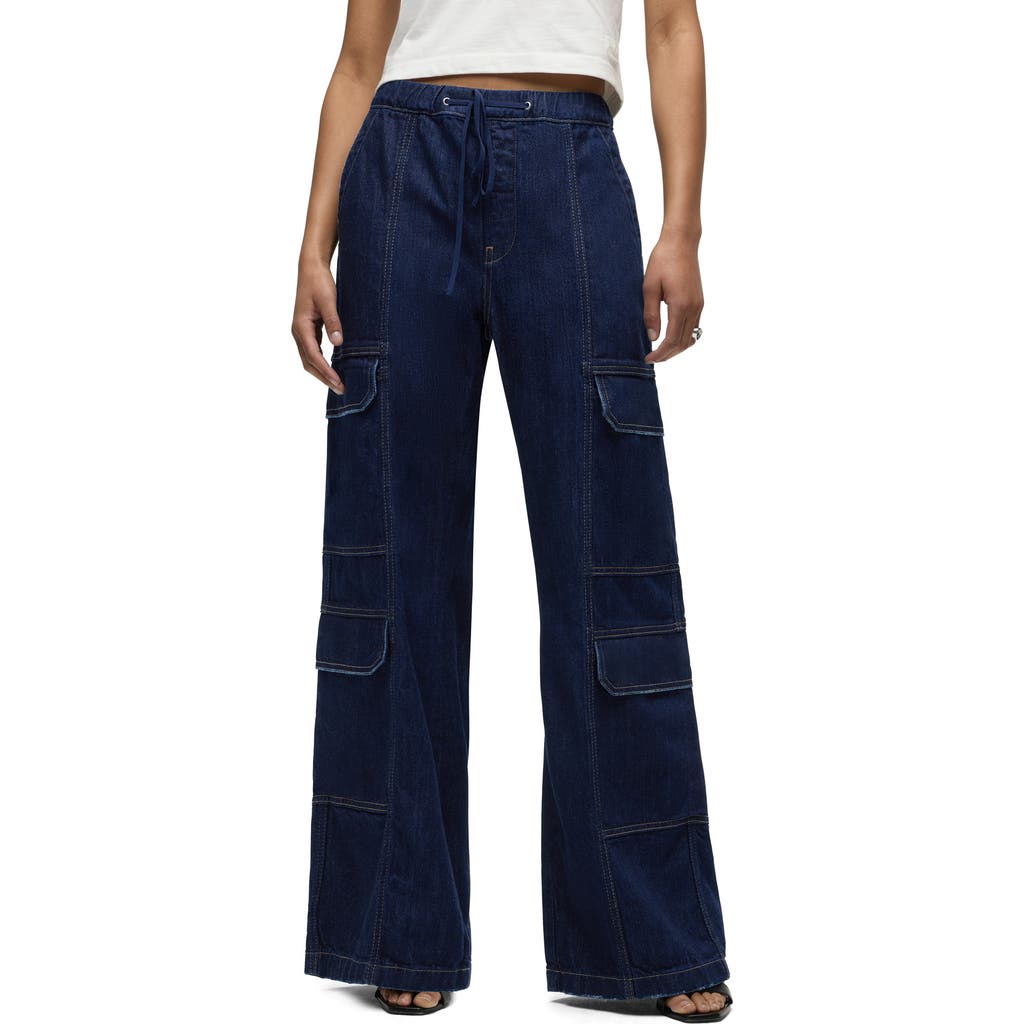 Hudson Jeans Drawcord Wide Leg Cargo Parachute Jeans In Blue
