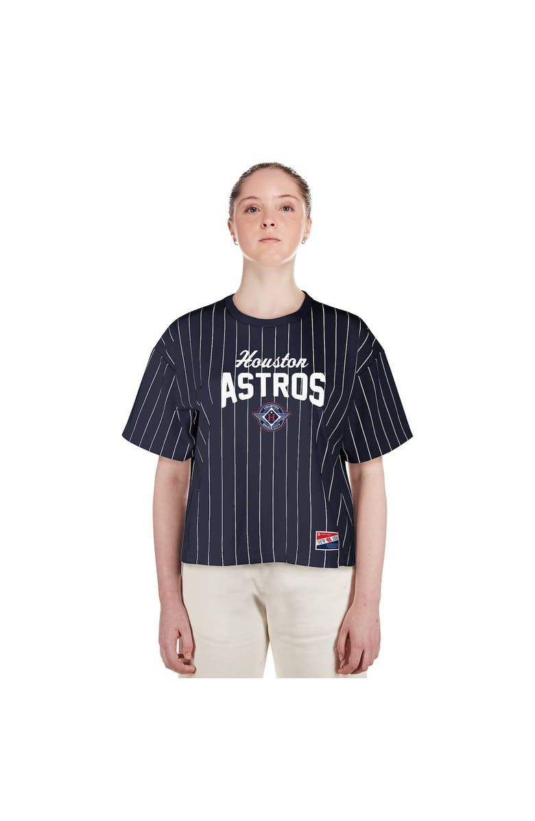 New Era Women's New Era  Navy Houston Astros 2025 City Connect Boxy Pinstripe T-Shirt, Alternate, color, 
