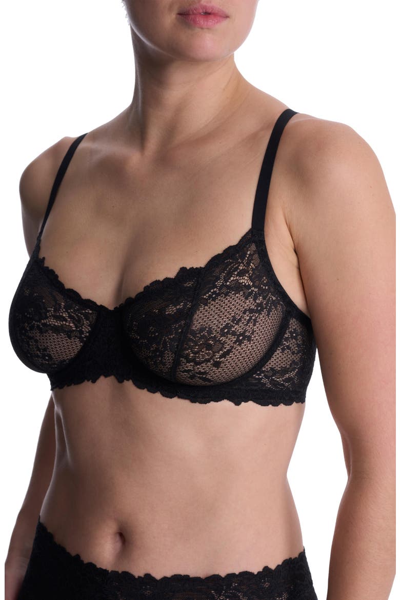 Heavenly Lace Convertible Balconette Bra, Alternate, color, BLACK