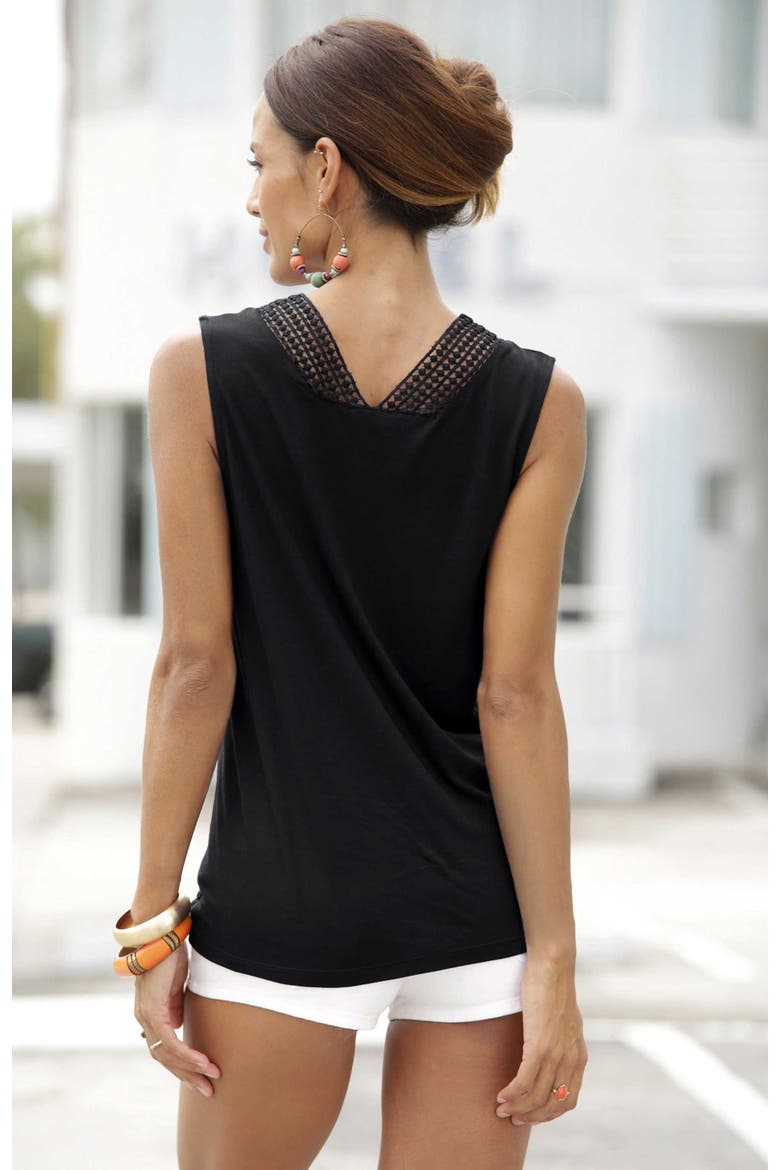 Crochet Insert Tank Top, Alternate, color, Black