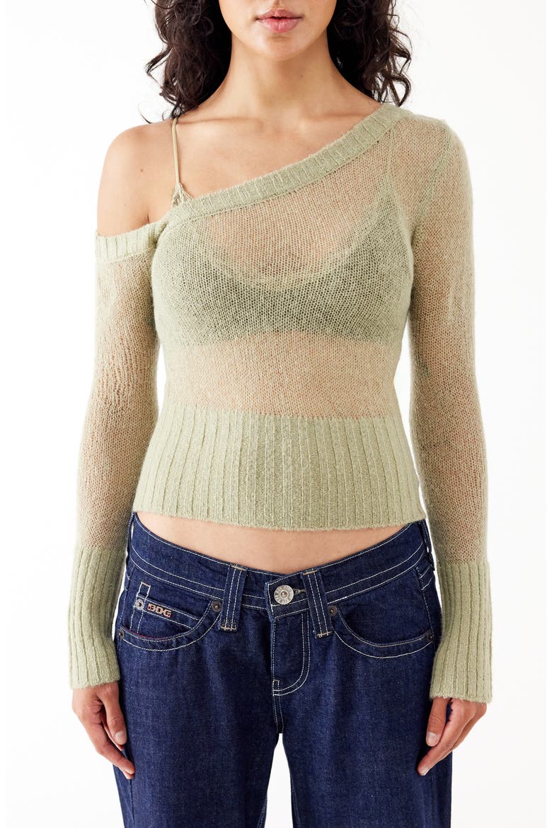 Asymmetric Open Stitch Sweater, Main, color, KHAKI