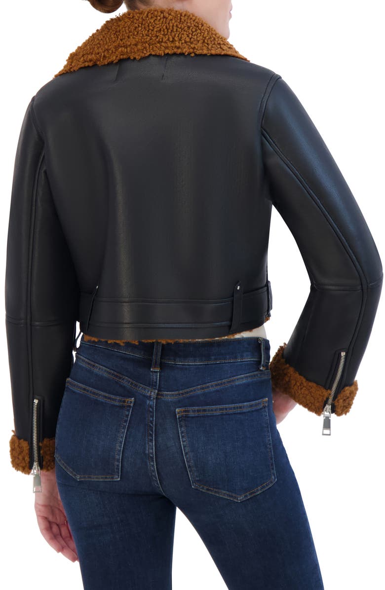 Rebecca Minkoff Faux Shearling Moto Jacket, Alternate, color,