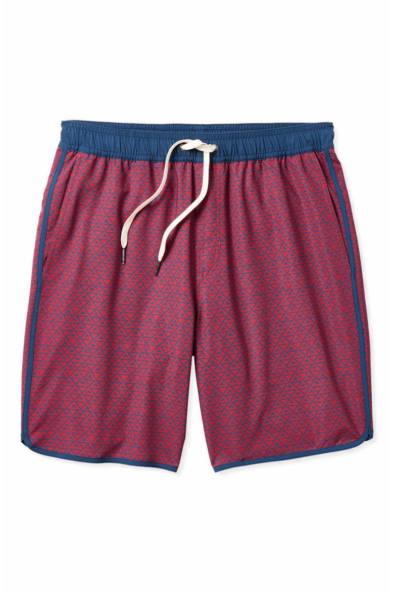 The Anchor Swim Trunks, Alternate, color, NAUTICAL RED WAVY GEO