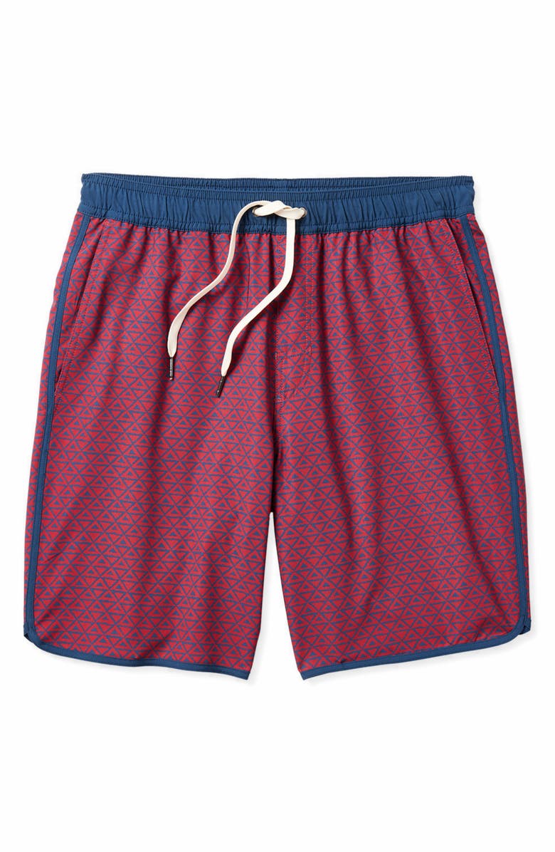 Fair Harbor The Anchor Swim Trunks, Alternate, color, Nautical Red Wavy Geo