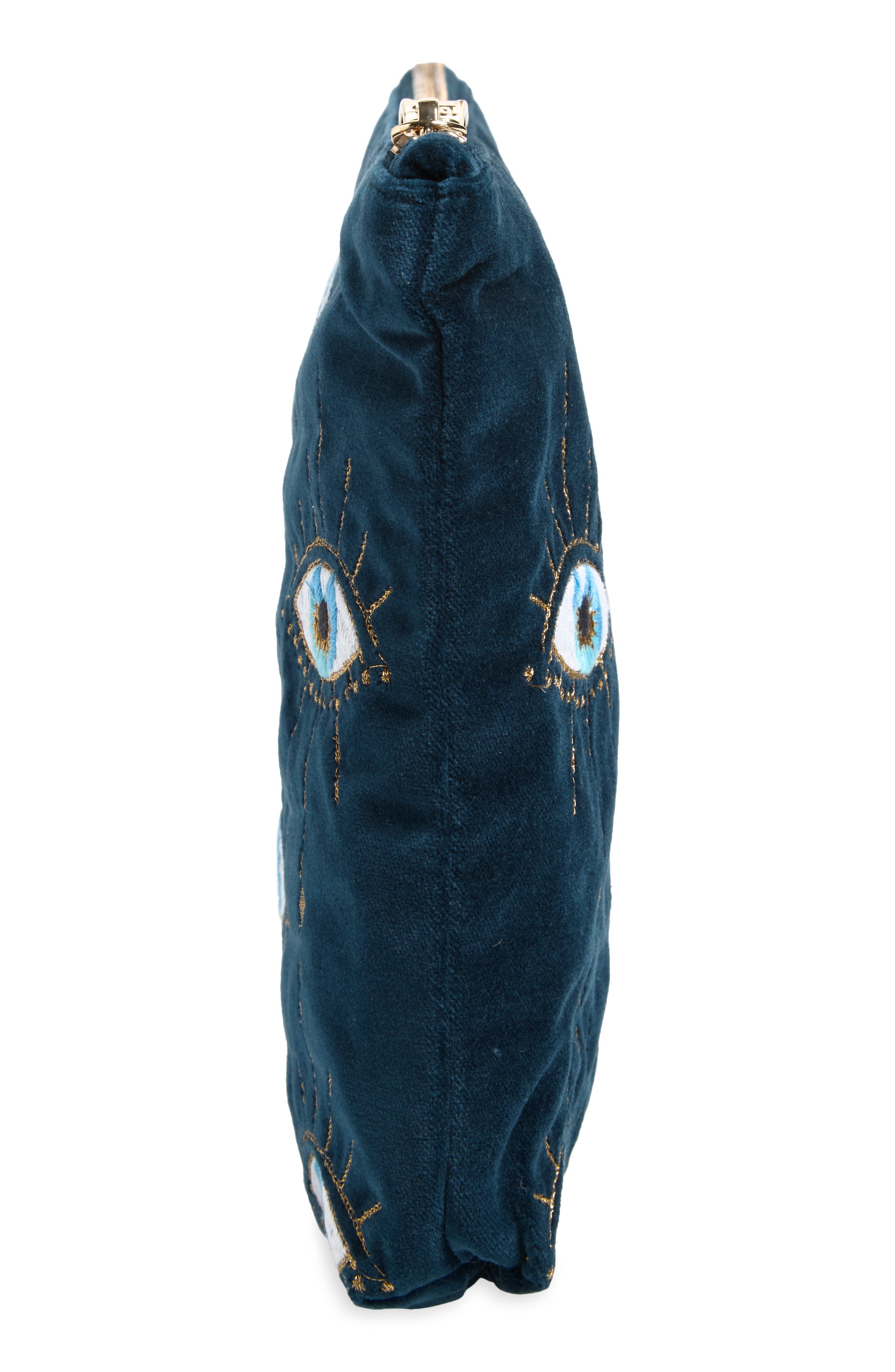 Mystical Eye Everyday Velvet Pouch, Alternate, color, INK BLUE