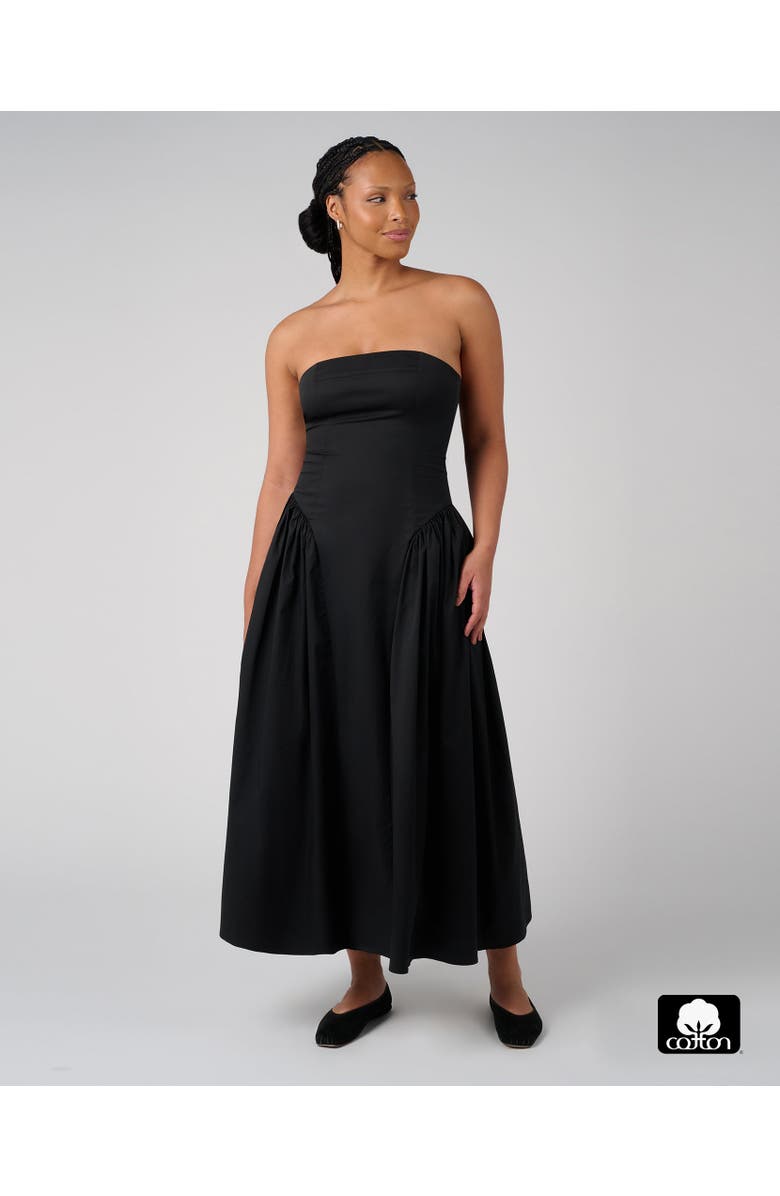 WeWoreWhat Strapless Corset Ruched Dress, Alternate, color, Black