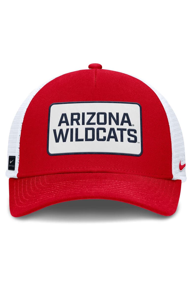 Men's Nike Red/White Arizona Wildcats 2025 On-Field Rise Patch Trucker Adjustable Hat, Alternate, color, Red