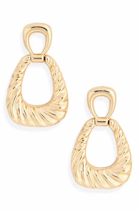 Textured Door Knocker Drop Earrings