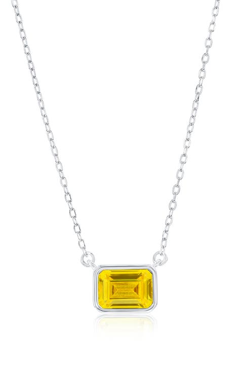 Birthstone Cubic Zirconia Pendant Necklace