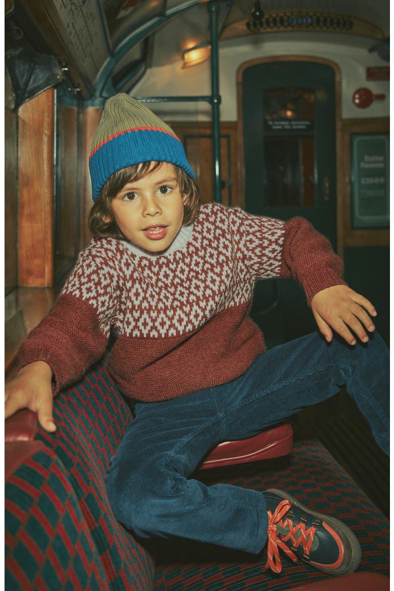 Kids' Relaxed Fair Isle Sweater, Alternate, color, RED