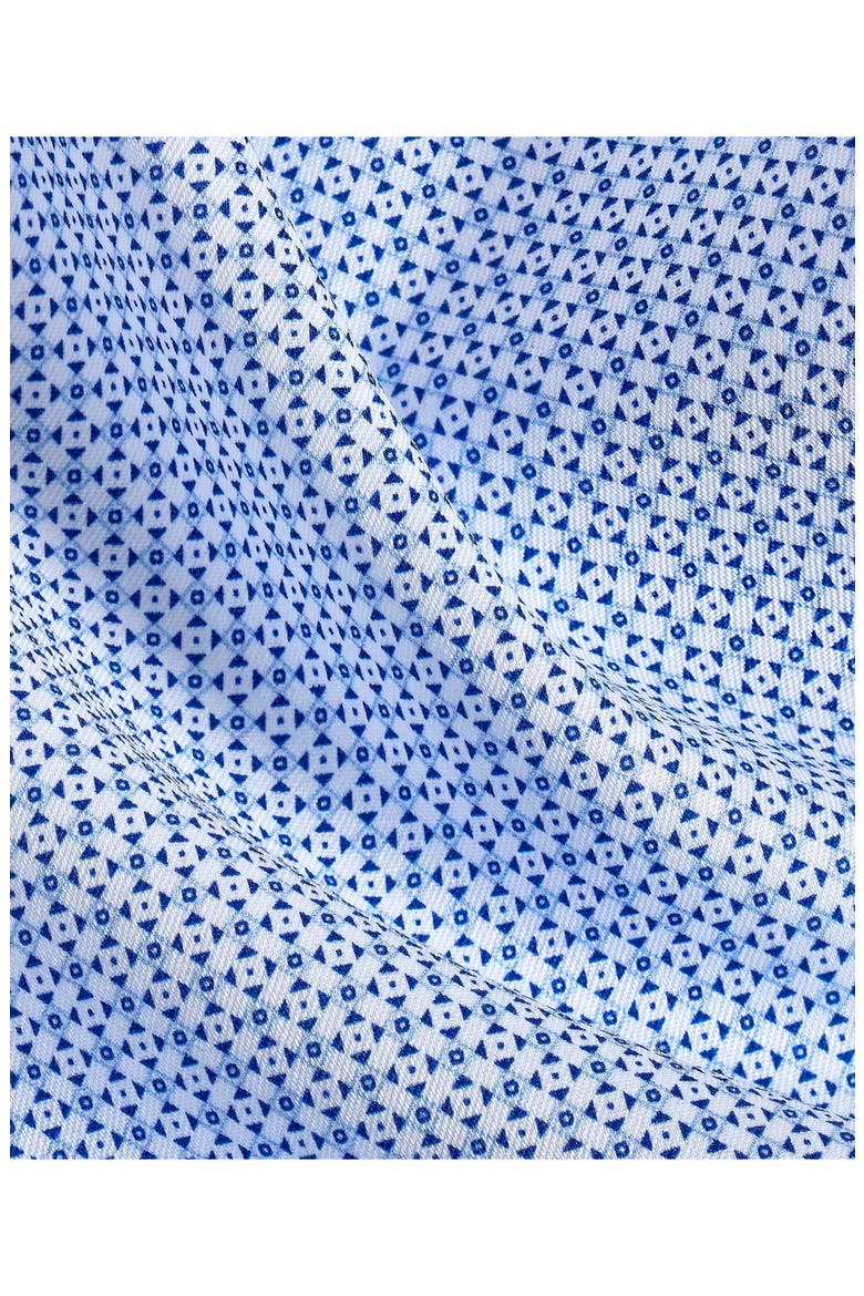 Trim Fit Blue Geometric Print Cotton Dress Shirt, Alternate, color, WHITE/ BLUE
