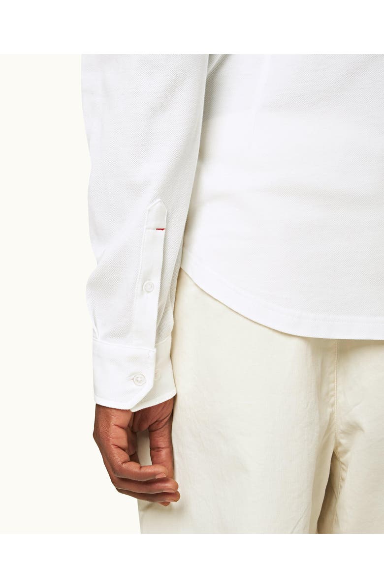 Orlebar Brown Giles Pique Classic Collar Cotton Pique Shirt, Alternate, color, White