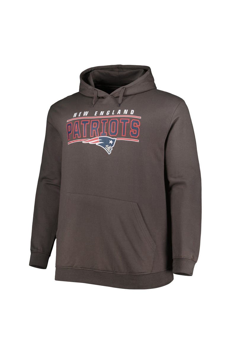 PROFILE Men's Charcoal New England Patriots Big & Tall Logo Pullover Hoodie, Alternate, color, 