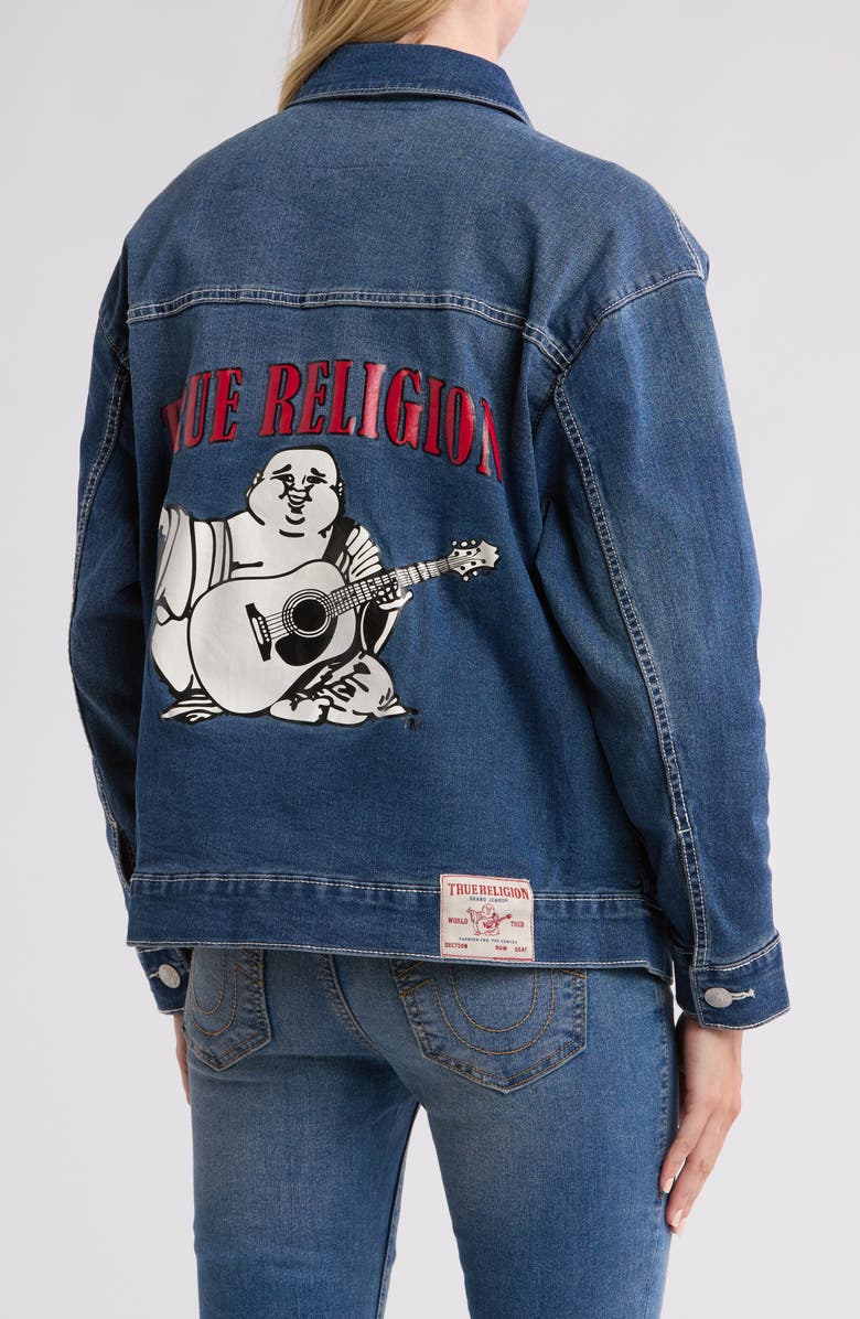 True Religion Oversized Denim Trucker Jacket, Alternate, color, 
